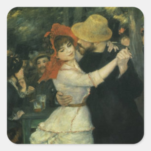 Sticker Carré Danse à Bougival par Pierre Renoir, Art Vintage