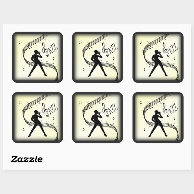 Sticker Carré Danse de Jazz Musique Jaune (Feuille)