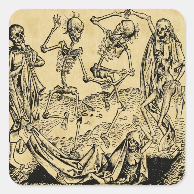 Sticker Carré Danse De La Mort Par Michael Wolgemut 1493 (Devant)