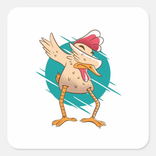 Sticker Carré Danse de poulet drôle (Devant)