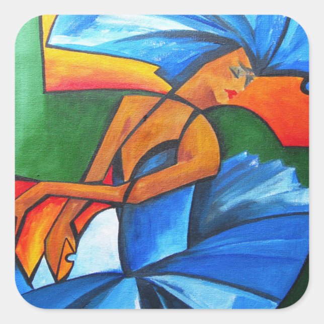 Sticker Carré Danse en bleu 2008 (Devant)
