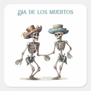 Sticker Carré Danse Éternelle Dia de los Muertos Calaveras