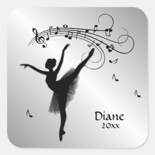 Sticker Carré Danse Extraordinaire Ballerina avec musique