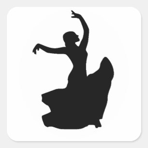 Sticker Carré Danse flamenco en cercle blanc