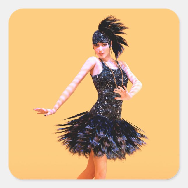 Sticker Carré Danse Flapper Vintage (Devant)