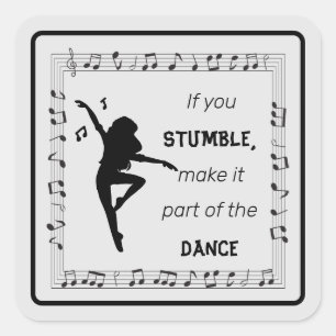 Sticker Carré Danse inspiration citation notes musicales noir