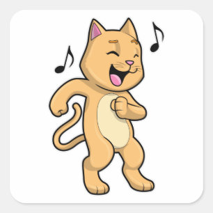 Sticker Carré Danse Musique Cat