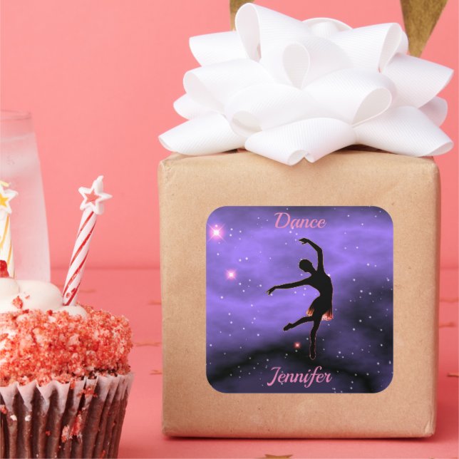 Sticker Carré Danse rose et violet (Fête)