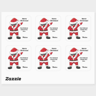 Sticker Carré Danser le texte personnalisé Père Noël