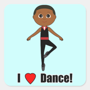 Sticker Carré Danseur classique de garçon : J'aime la danse