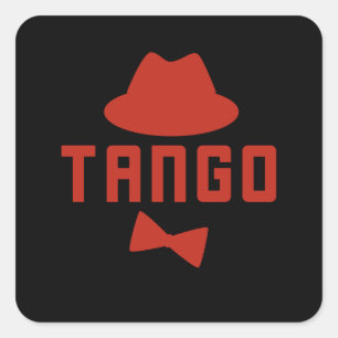 Sticker Carré Danseur de la Cravate de la boîte de Tango Rouge a