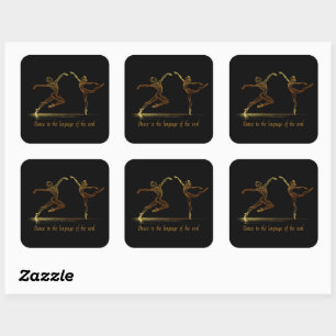 Sticker Carré Danseurs de ballet gracieux dans l'élégant or Line