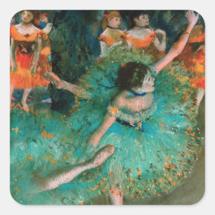 Sticker Carré Danseurs en vert par Edgar Degas