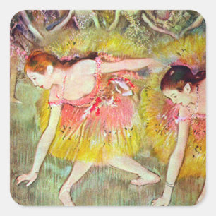 Sticker Carré Danseurs se penchent par Edgar Degas, Ballet Art
