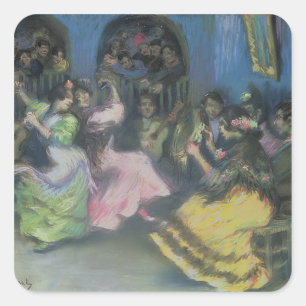 Sticker Carré Danseurs tziganes espagnols, 1898