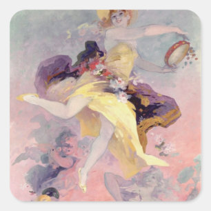 Sticker Carré Danseuse avec Tambourin basque
