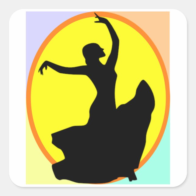 Sticker Carré Danseuse flamenco Sun Multi (Devant)