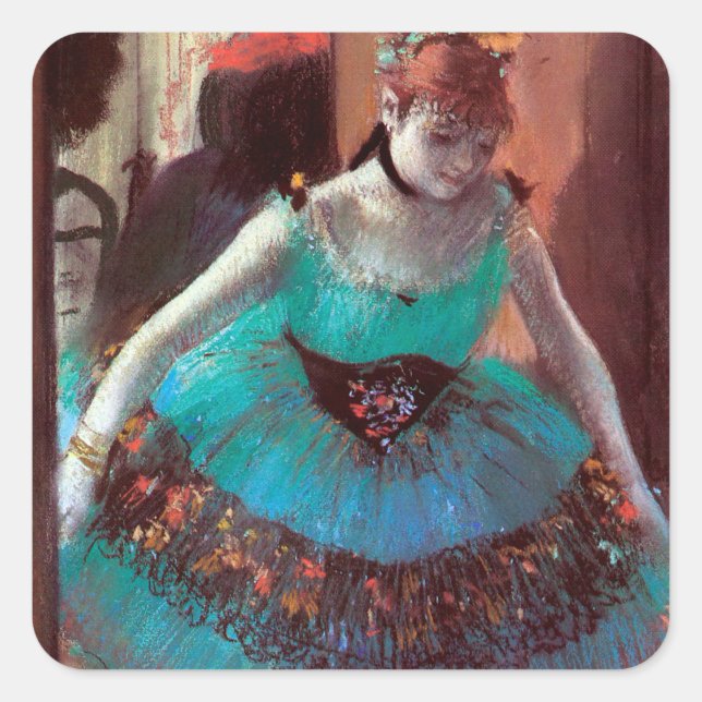 Sticker Carré Danseuse quittant sa chambre à coucher par Degas (Devant)