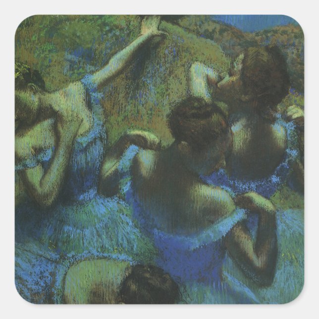 Sticker Carré Danseuses bleues par Edgar Degas, Impressionnisme  (Devant)