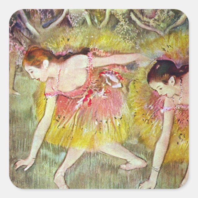 Sticker Carré Danseuses s'inclinant d'Edgar Degas, Art du ballet (Devant)