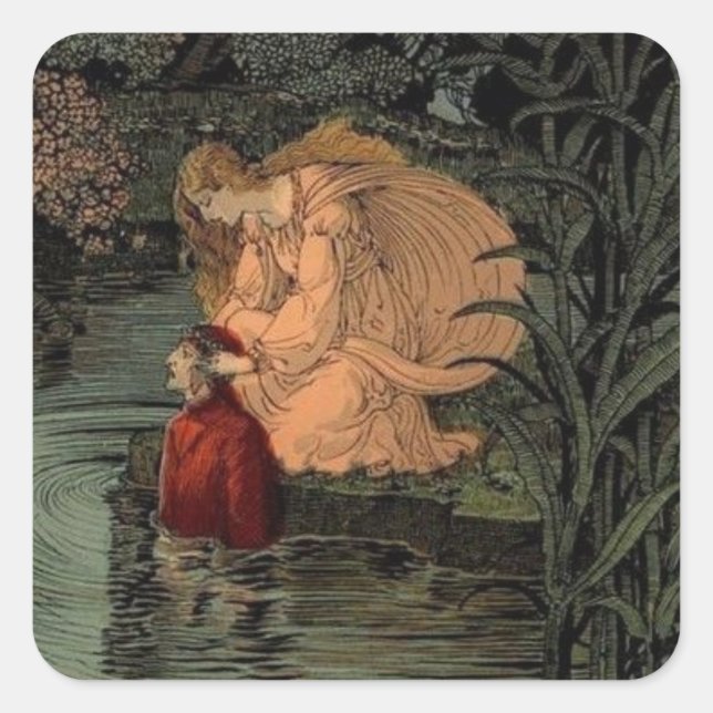 Sticker Carré Dante avec Matilda à la rivière Lethe (Devant)