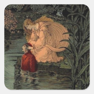 Sticker Carré Dante avec Matilda à la rivière Lethe