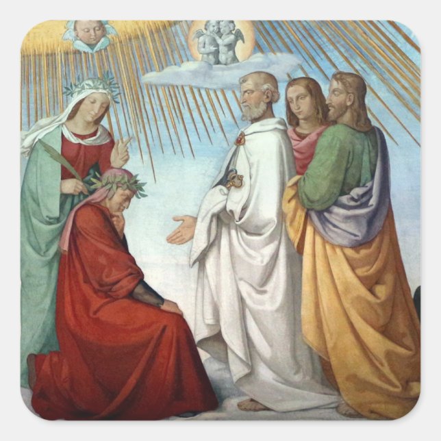 Sticker Carré Dante & Beatrice arrivent sur les étoiles fixes - (Devant)