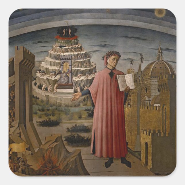 Sticker Carré Dante devant le Mont Purgatoire (Devant)