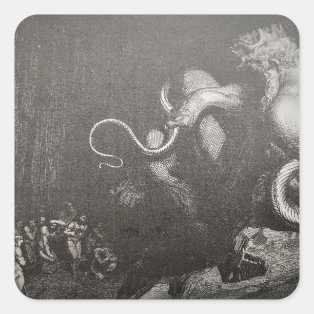 Sticker Carré Dante & Virgil meet Minos and tail - Inferno (Devant)