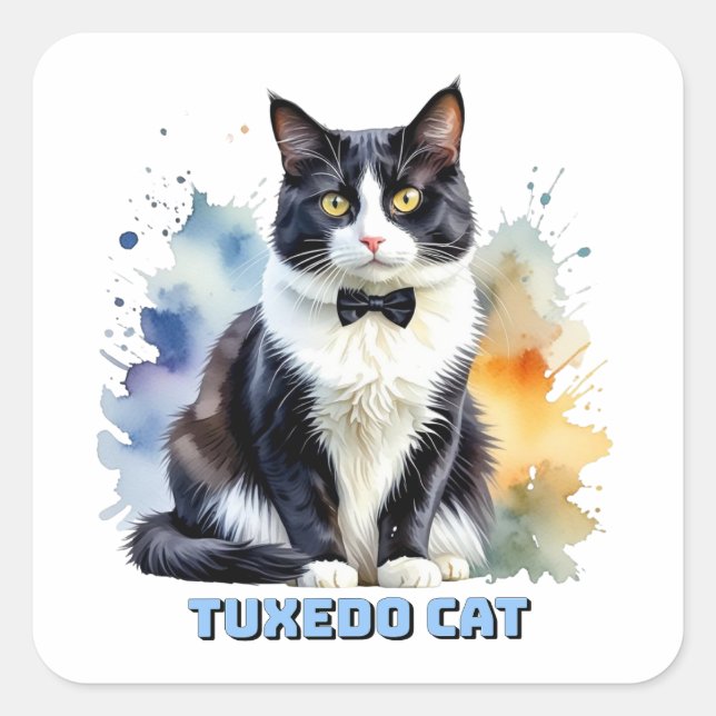 Sticker Carré Dapper Tuxedo Cat (Devant)