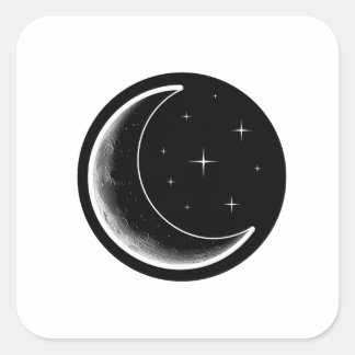 Sticker Carré Dark Minimal Aesthetic Moon