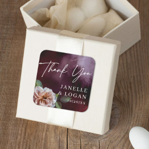 Sticker Carré Dark + Moody Rustique Floral Wedding Favoriser