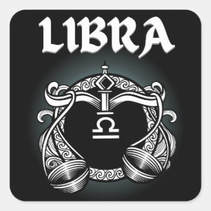 Sticker Carré Dark Zodiac - Balance Art d'Astrologie Médiévale