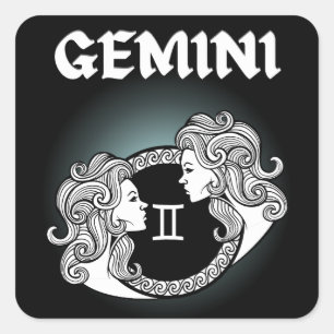 Sticker Carré Dark Zodiac - Gémeaux   Art d'Astrologie Médiévale