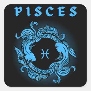 Sticker Carré Dark Zodiac - Poissons Art de l'Astrologie Médié