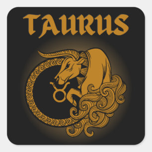 Sticker Carré Dark Zodiac - Taureau Art de l'astrologie médiév