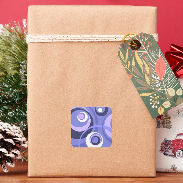 Sticker Carré d'art Abstrait rétro violet (Créateur téléchargé)