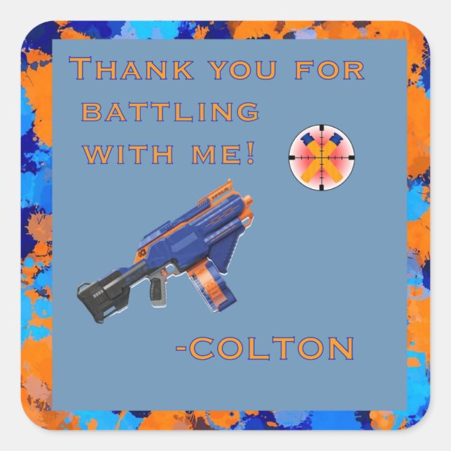 Sticker Carré Dart War Party Sticker! Thank you! (Devant)