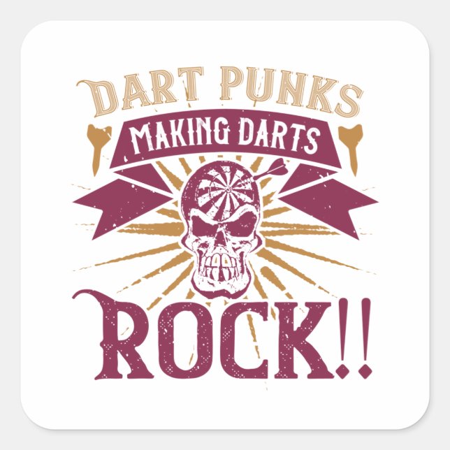 Sticker Carré Darts - Dart Punks Fabriquant Darts Rock! (Devant)