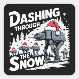 Sticker Carré Dashing through the Snow Christmas Family Holiday