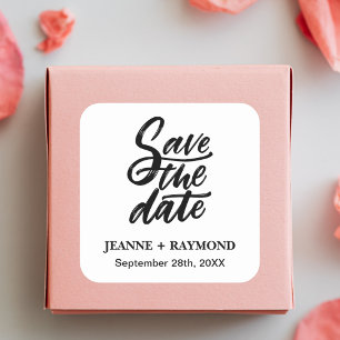 Sticker Carré Date de mariage personnalisée moderne avec lettrag