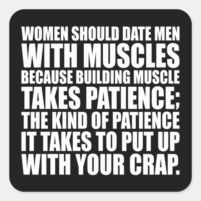 Sticker Carré Date Men With Muscles - Funky Bodybuilding (Devant)