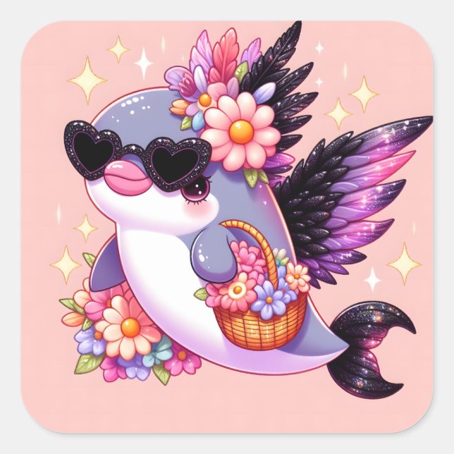 Sticker Carré Dauphin (Devant)