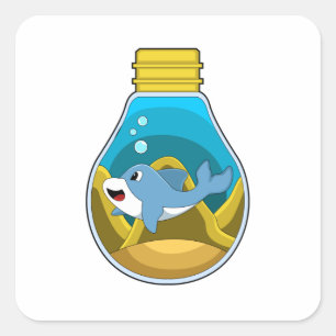 Sticker Carré Dauphin à la natation dans l'aquarium