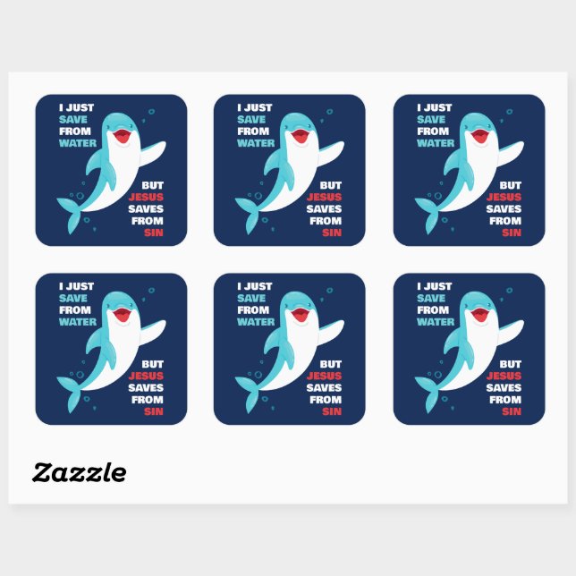 Sticker Carré Dauphin Foi Enfants Jésus Sauvons de saint chrétie (Feuille)