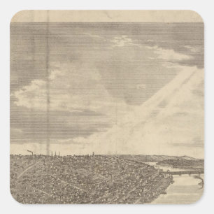 Sticker Carré Davenport, Iowa, vue du sud-ouest