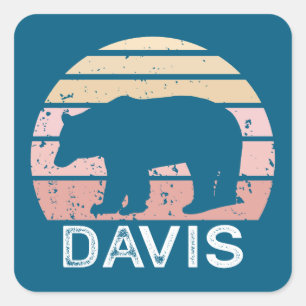 Sticker Carré Davis West Virginia Retro Bear