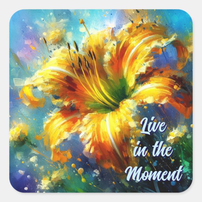 Sticker Carré Daylilies Daylilies Fleur Jaune Impresionniste Tur (Devant)