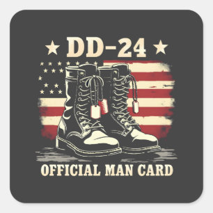 Sticker Carré DD 24 Carte d'homme officielle Drapeau de la journ