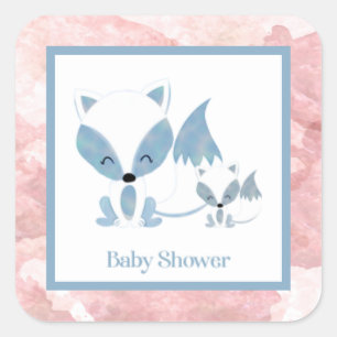 Sticker Carré de Baby shower Momma mignonne et Bab